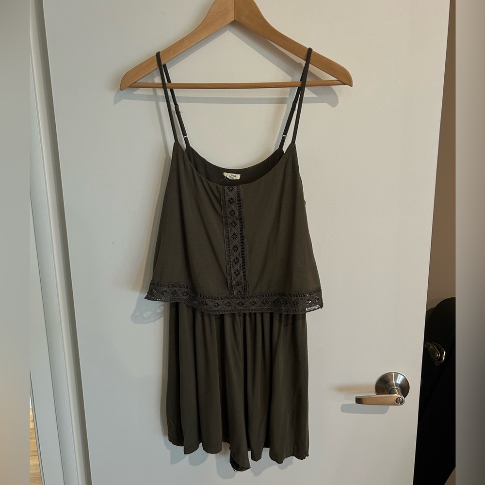 Olive Green Romper from Garage with Lace Detail